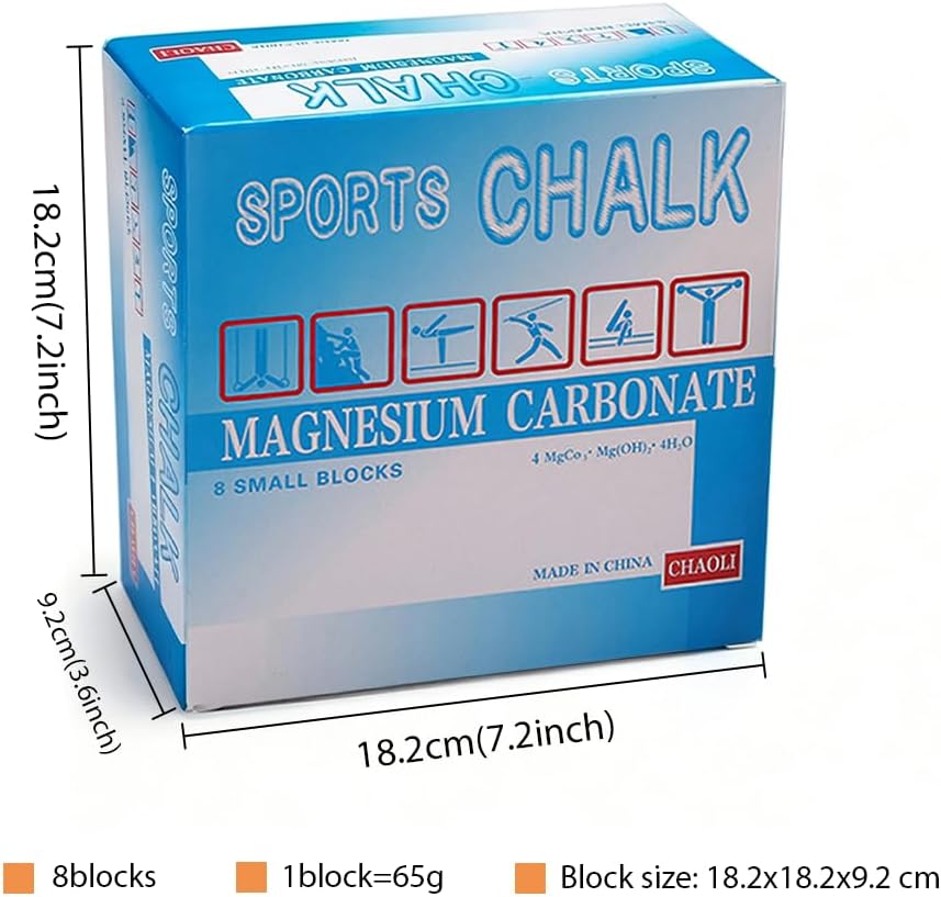 Athletic Gym Powder Chalk Block, Gym Chalk Blocks,Magnesium Carbonate Chalk, Premium Sport Hand Chalk, Consists of 8 Blocks, Gymnastics, Weightlifting, Rock Climbing,1Lb (8 Blocks x 2oz)