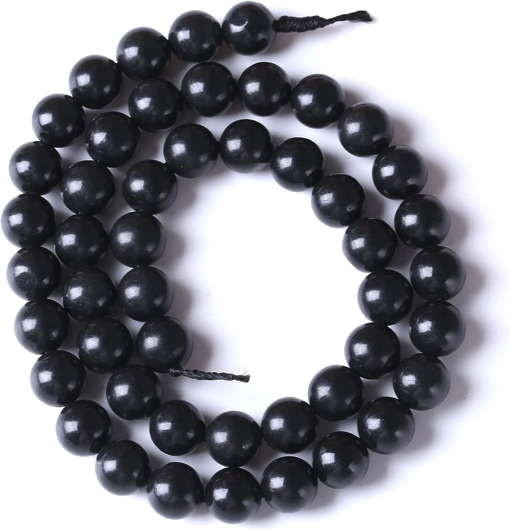 8MM 46PCS Natural Stone Shungite Beads Crystal Loose Beads for Jewelry Making DIY Bracelet