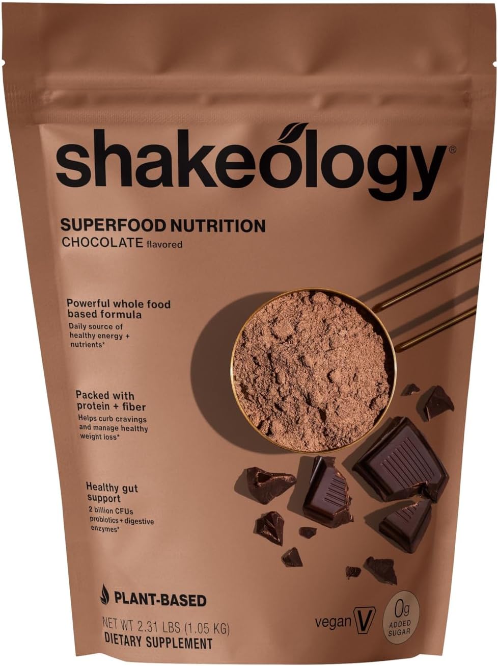 Shakeology 0g Added Sugar Plant-Based Protein Powder- Chocolate,30 Servings