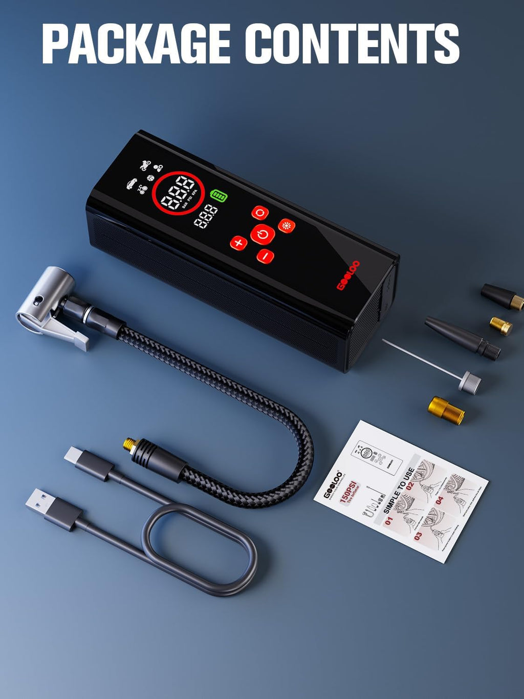 GOOLOO AP150 PRO Tire Inflator Portable Air Compressor,Color LED Screen