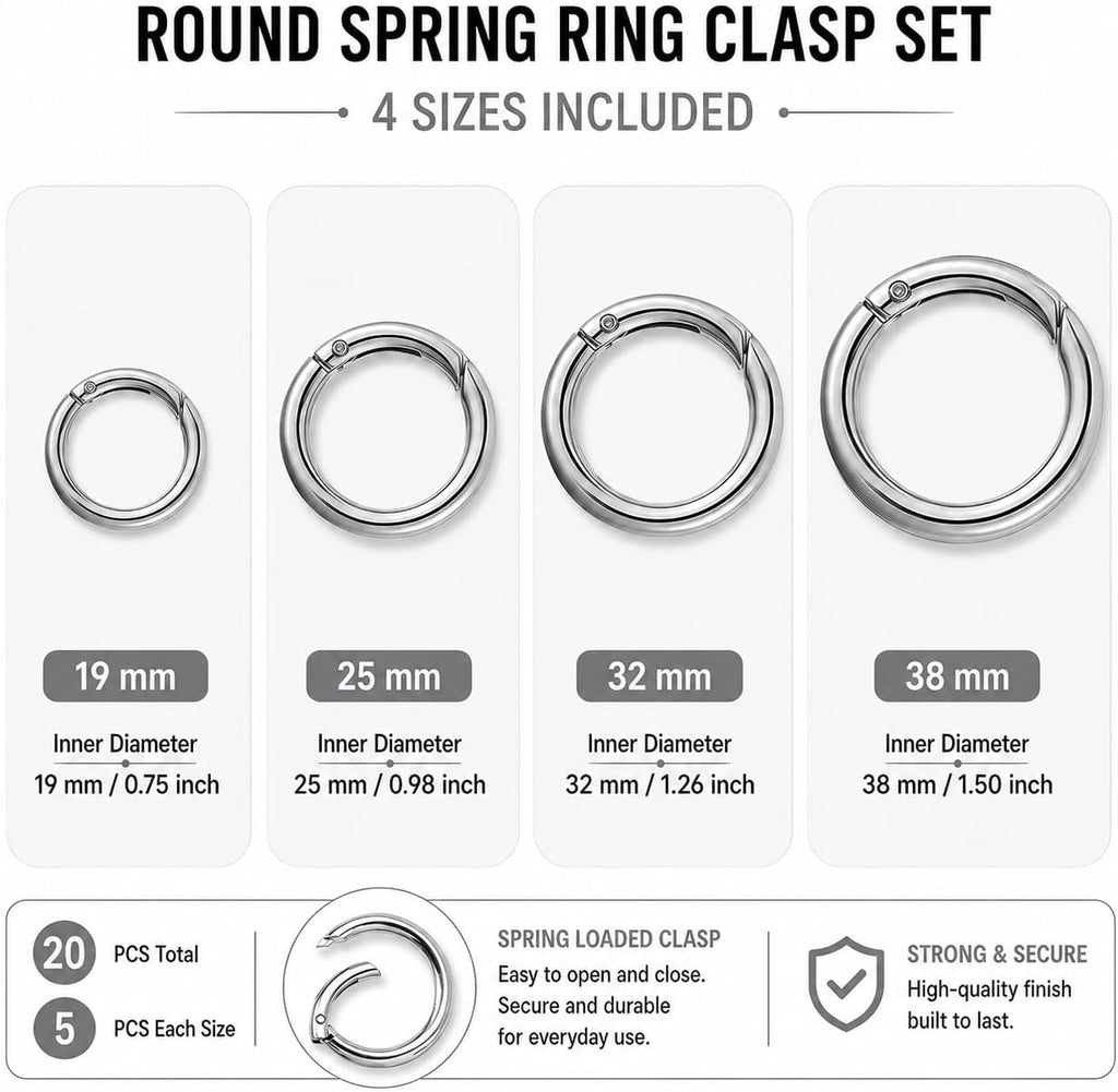 OVRUNS 20PCS Cute Carabiner Keychain Clip Key Ring Snap Hook for Bag Charm