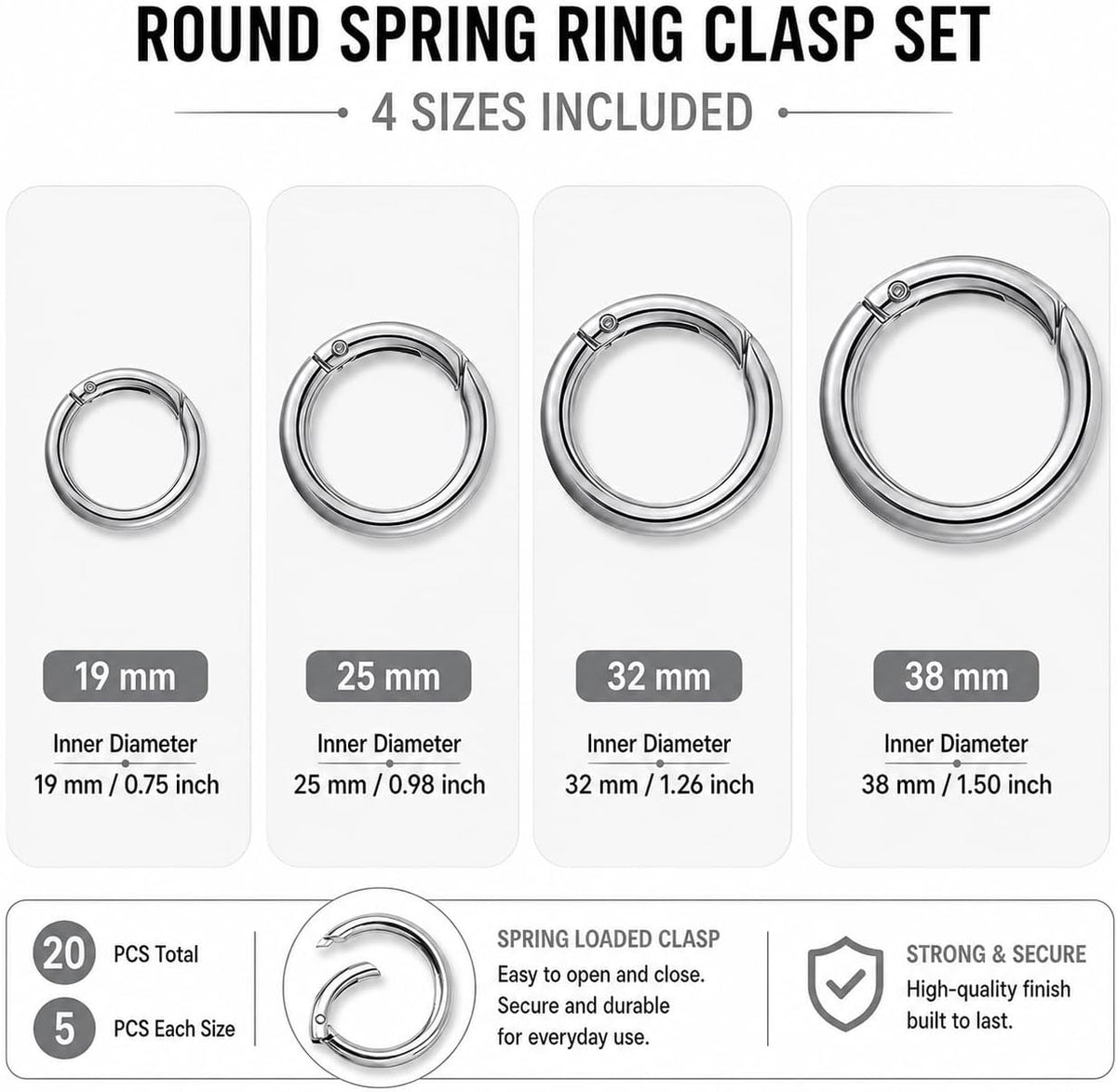 OVRUNS 20PCS Cute Carabiner Keychain Clip Key Ring Snap Hook for Bag Charm