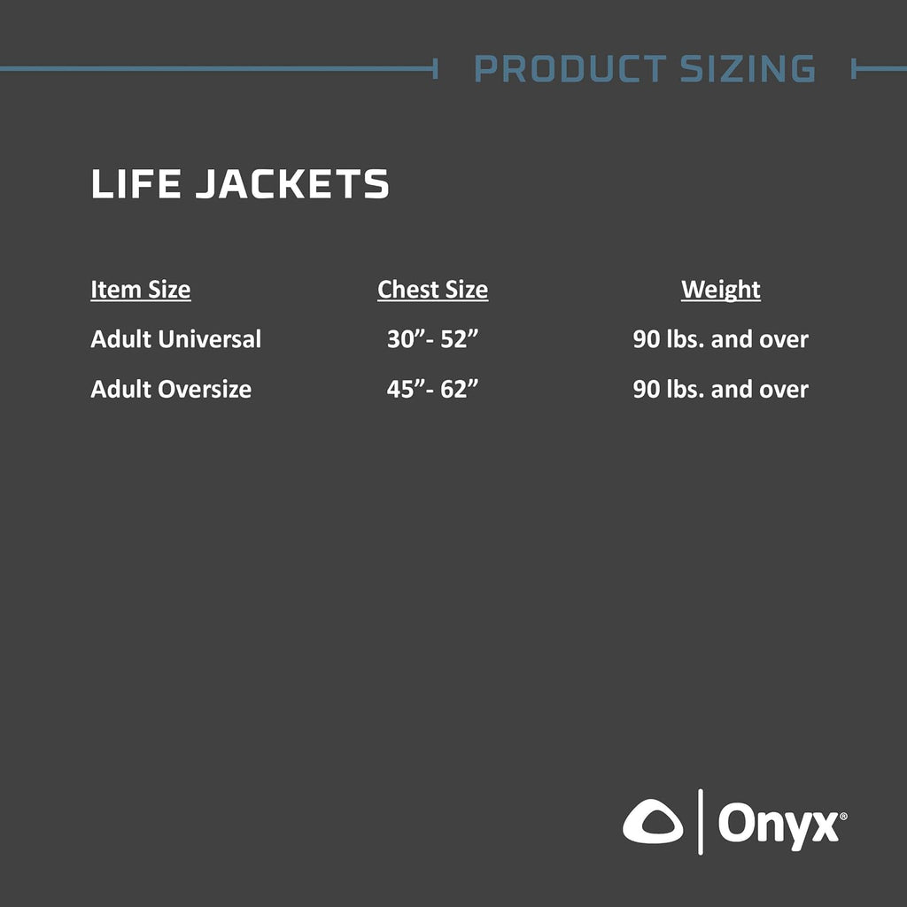 Onyx Kayak Fishing Life Jacket – USCGA PFD/Life Jacket with Multiple Pockets, High-Back Design & Adjustable Straps for Paddle Sports & Fishing