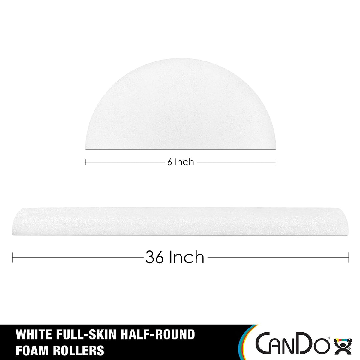 Cando 30-2340 Full-Skin PE Foam Roller for Muscle Restoration, Massage Therapy, Sport Recovery and Physical Therapy, White, 6" Width, 36" Length