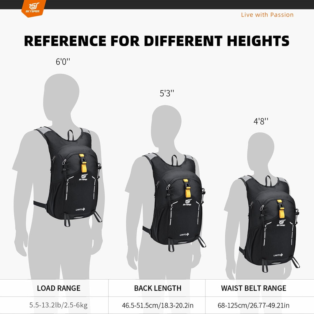 SKYSPER Small Hiking Backpack - 15L Travel Daypack Lightweight Bag Water Resistant Hiking Backpacks for Women Men
