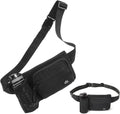 Fanny Pack with Water Bottle Holder for Men Women Waist Bag Running Waist Pack Waterproof for Outdoor Travel Cycling Climbing Walking Fit All Phones (Bottle Not Included)(Black)
