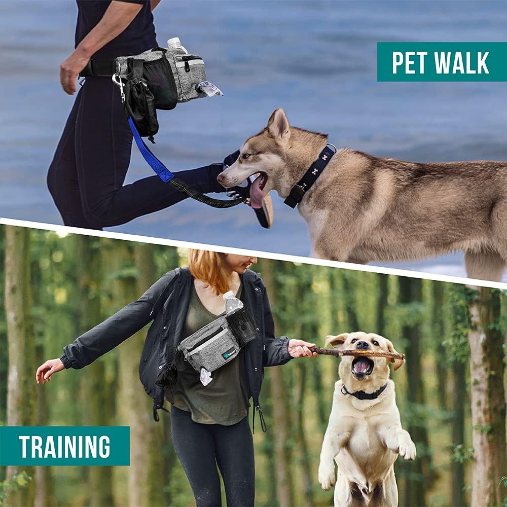 PetAmi Dog Fanny Pack, Treat Pouch for Dog Walking Training, Light Gray