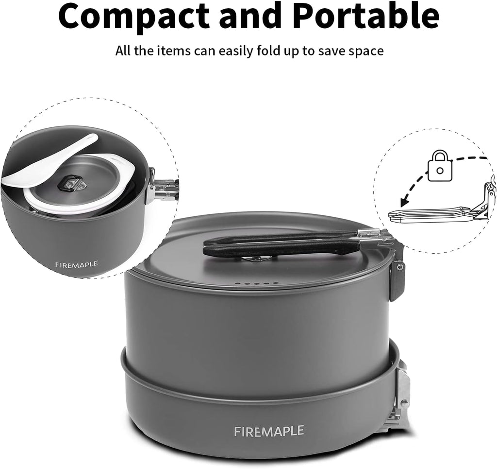 Fire-Maple Feast Outdoor Camping Cookware, Pot and Pan Set Stackable Kit