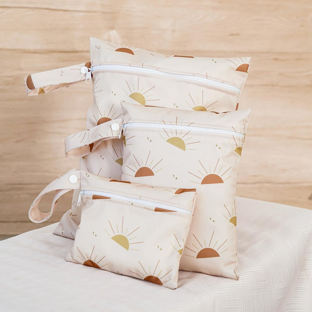 Happy Flute 3 Set Wet Bag Storage Bag Zipper Waterproof Washable Travel Bags, Beach, Pool, Gym Bag for Cloth Diaper, Swimsuits & Wet Clothes(EF641)