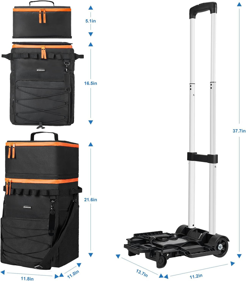 Odoland 72 Can Rolling Cooler, Leakproof Insulated Cooler Bag with Handle