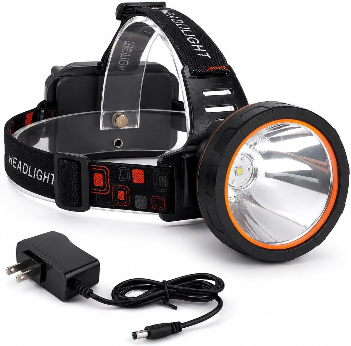 Super Bright Rechargeable Coon Hunting Headlamp, LED Spotlight Head Torch with Power Supply, Waterproof Headlight Flashlight for Outdoor Hunting, Fishing, Hiking, Camping, Night Work
