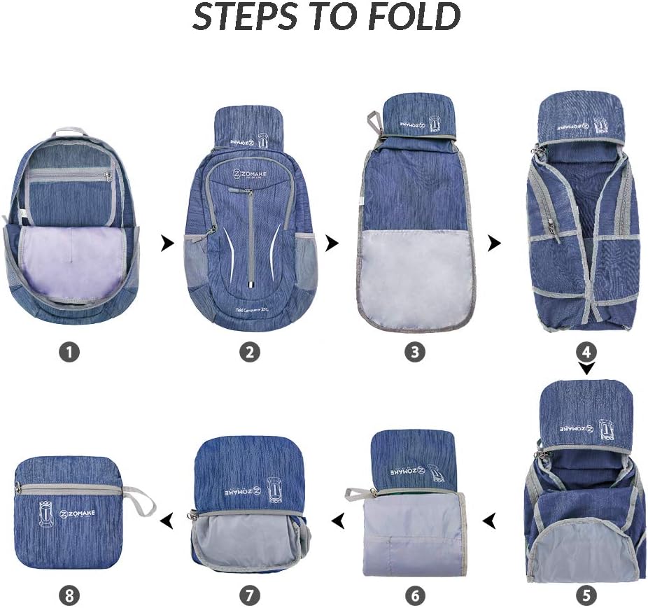 ZOMAKE 25L Lightweight Packable Backpack, Foldable Daypack(Royal Blue)