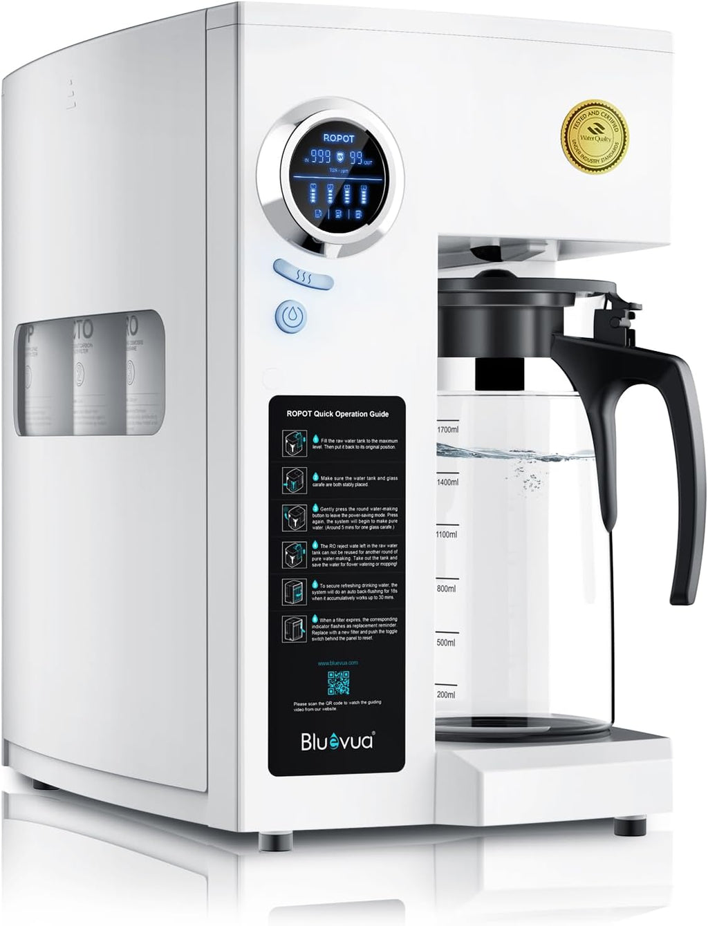 Bluevua RO100ROPOT Countertop Reverse Osmosis Water Filter System
