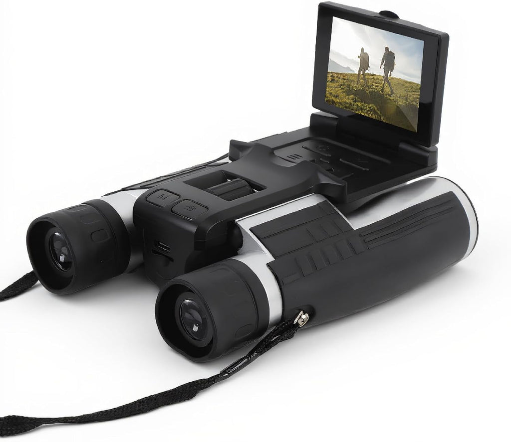 12x32 Binoculars with Camera, HD Bird Watching Binocular with Clear View, 2.4" LCD Display 12X 48MP Pictures 2.5K Videos Camera for Bird Hiking Travel Cruise (Black)
