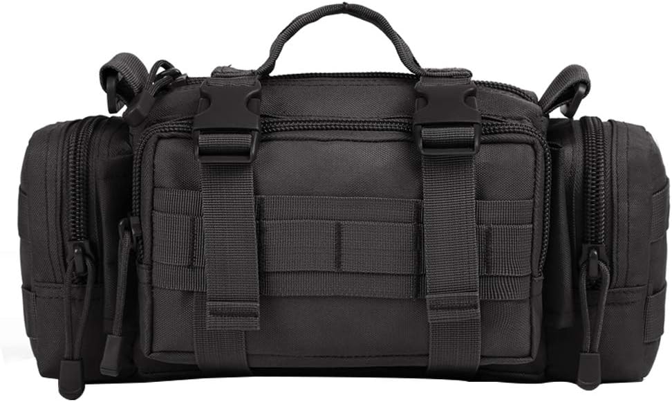 Utility 3P Military Tactical Duffle Waist Bags MOLLE Assault Shoulder Backpack Multifunction EDC Pouches Heavy Duty Fanny Packs (Black)