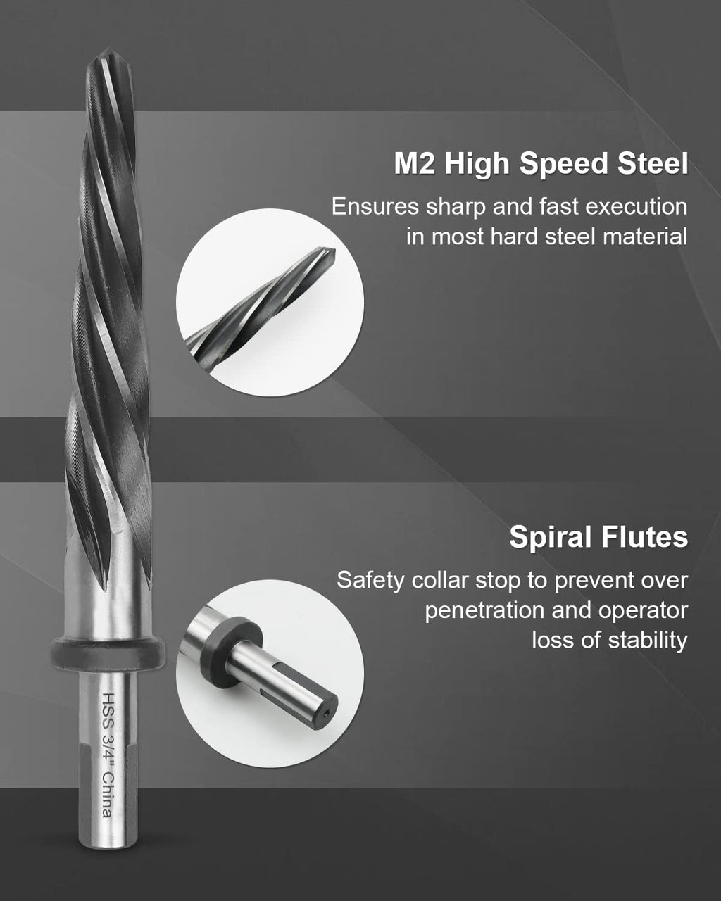 4Pcs Drill Bridge/Construction Reamer Bit Set 3/8" 1/2" 5/8" 3/4" with 1/2" Shank HSS Taper Chucking Reamer Bit Tool for Steel Metal Wood Alloy Drilling Hole with Aluminum Box