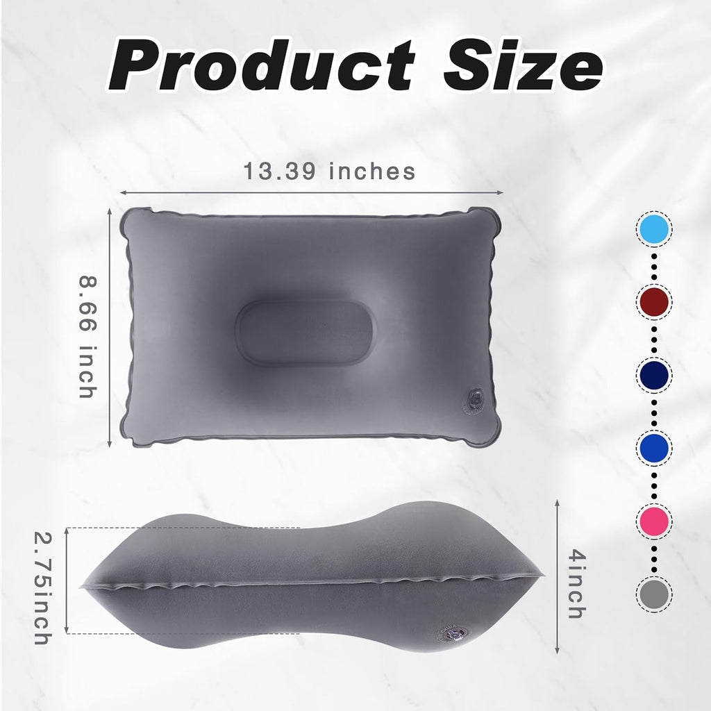 Geelin 12 Pack Inflatable Travel Pillow Squared Flocked Fabric Air Pillow Ultralight, Compact and Comfortable for Traveling, Camping, Hiking, Napping, Desk Rest, Neck Lumbar Support(13.39" × 8.66")