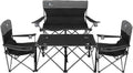 Camping Chair Set of 3, Outdoor Folding Camping Chairs for Heavy People with Cup Holder & Carry Bag,Collapsible Chair Include One Sofa Chair and Two Single Chair,Support up to 500lbs