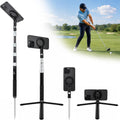 Golf Tripod & Monopod Golf Swing Phone Holder 47" Aluminum Alloy Selfie Stick for Golf Training Aid 7.8" Stainless Steel Ground Spike 12" Detachable Tripod, Indoor Outdoor, Fits Phone Camera GoPro