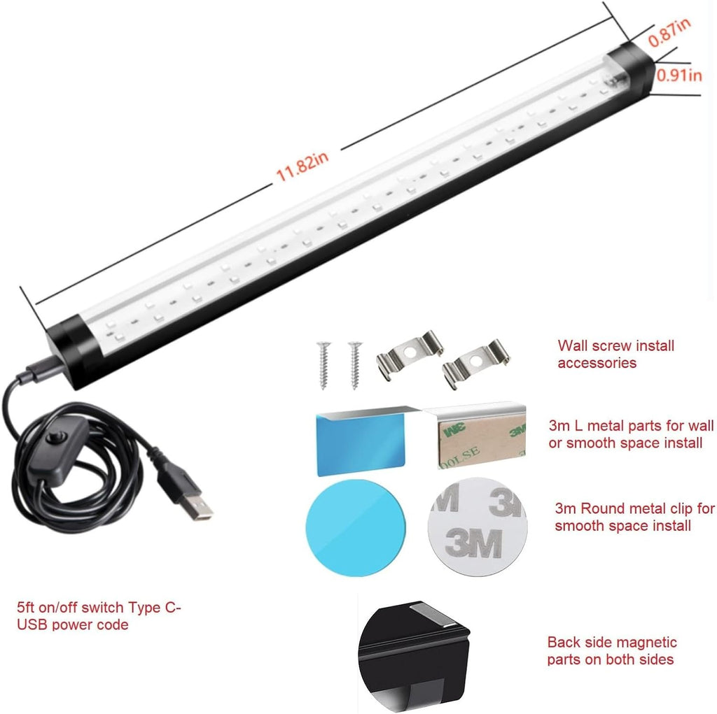 UV Black Light Bar 1ft LED Blacklight Strip Lights for Fluorescent Tapestry
