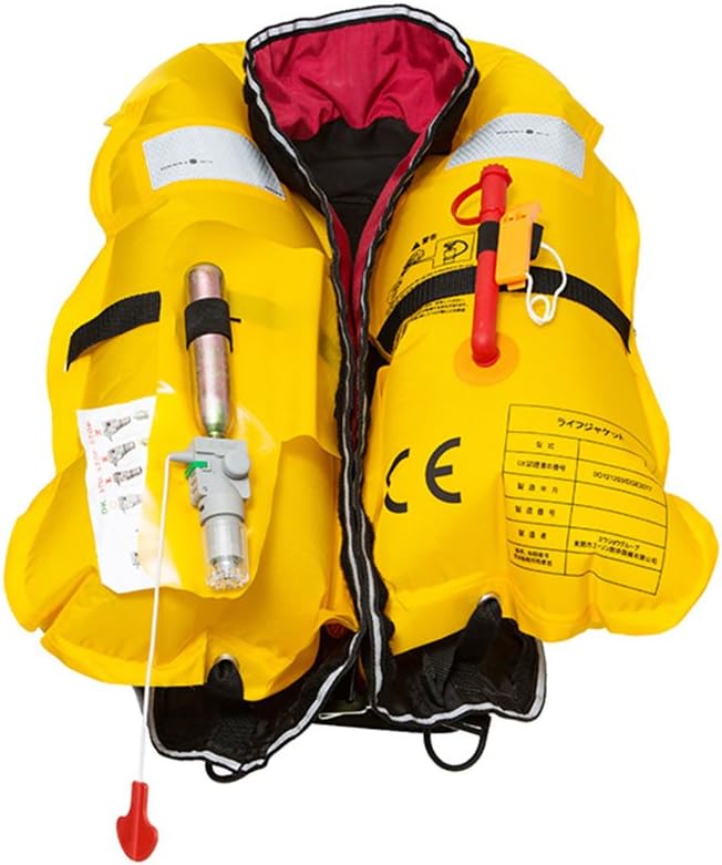 Top Safety Adult Life Jacket with Whistle - Manual Version Inflatable Lifejacket Life Vest Preserver PFD for Boating Fishing Sailing Kayaking Surfing Paddling Swimming - Adjustable Life Saving Vest