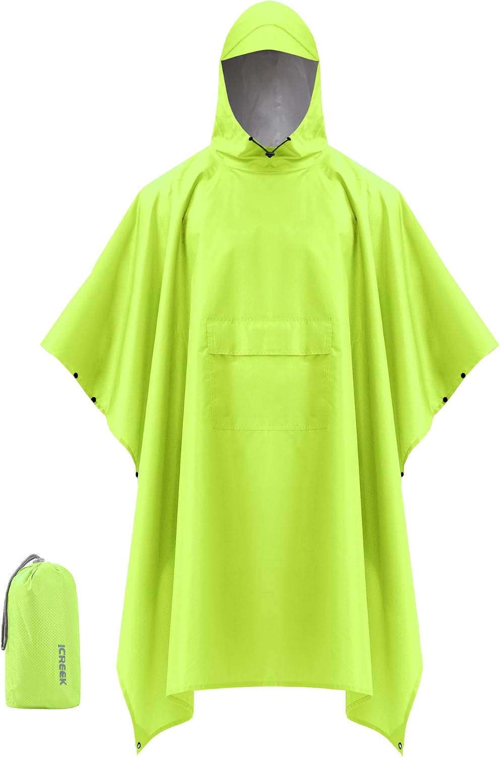 iCreek Hooded Rain Poncho Packable Waterproof Unisex Raincoat with Pocket