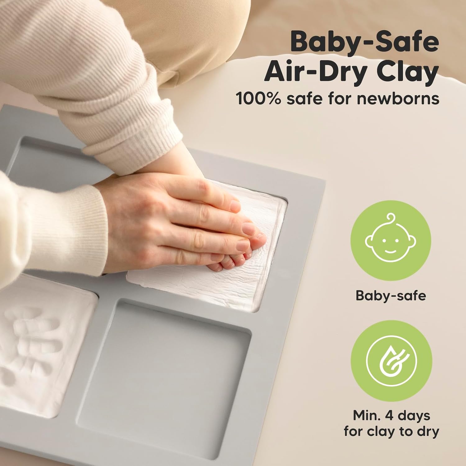 KeaBabies Baby Hand and Footprint Kit, Baby Footprint Kit (Cloud Gray)