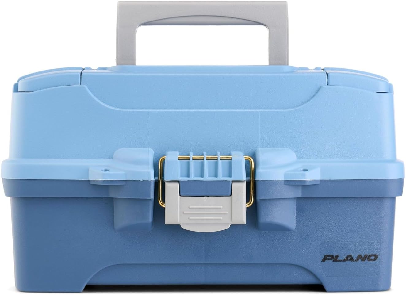 Plano Catch All Two-Tray Tackle Box Kit, Light Blue/Dark Blue, Rust-Proof Brass Latch, Top-Access Tray with Deep Storage, Made in the USA, Portable Fishing Gear Storage Organizer