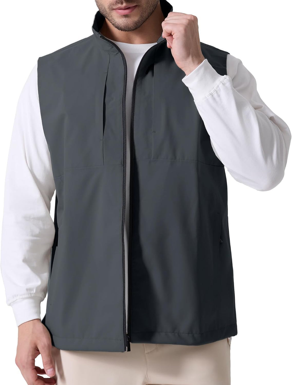Susclude Men's Quick Dry Lightweight Softshell Vest Windproof Sleeveless Jacket for Fishing Work Golf Hiking Casual Travel