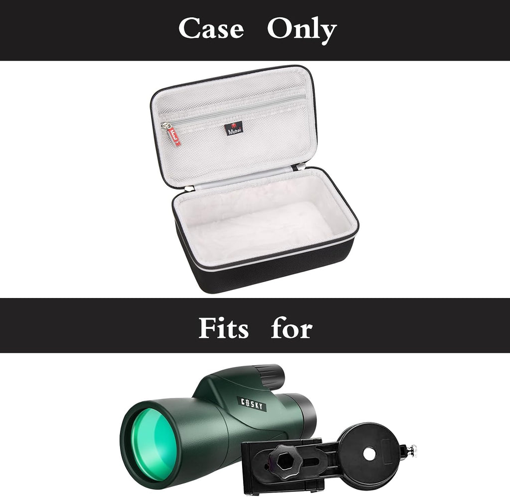 Mchoi Monocular Telescope Case Fits for Gosky 12x55/ Titan 12X50/ Pankoo 12X50, 16X52, 40X60 / Viajero 12x50 High Definition Monocular Telescope and Quick Smartphone Holder & Tripod, Case Only