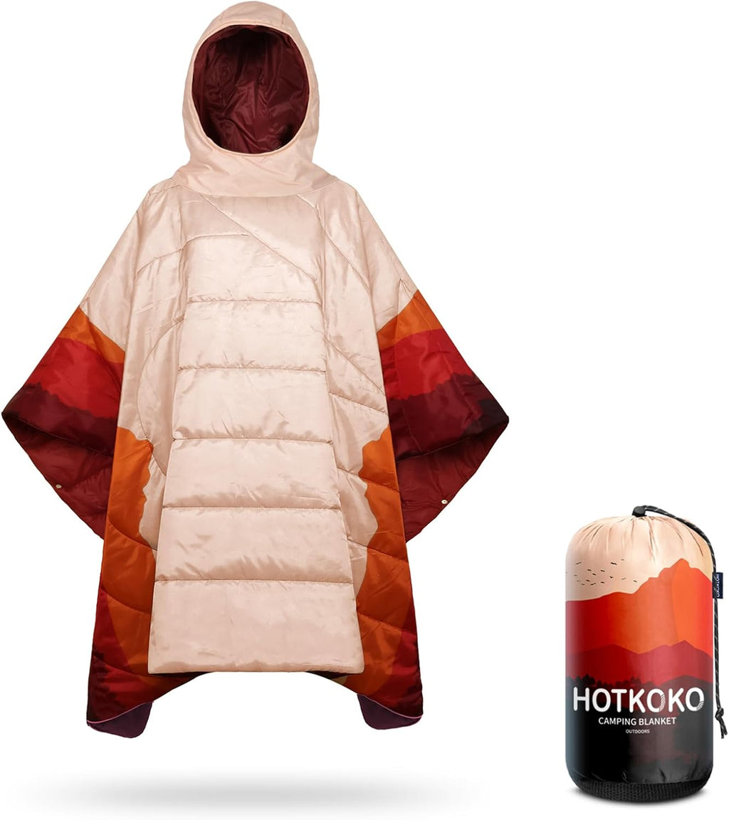 Poncho Blanket Outdoor Wearable Camping Blanket Hoodie Waterproof
