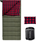Keencamp 0 Degree Sleeping Bag Cotton Flannel Winter Cold Weather for Adults XXL Sleeping Bag 4 Season Big and Tall with Pillow Compression Sack