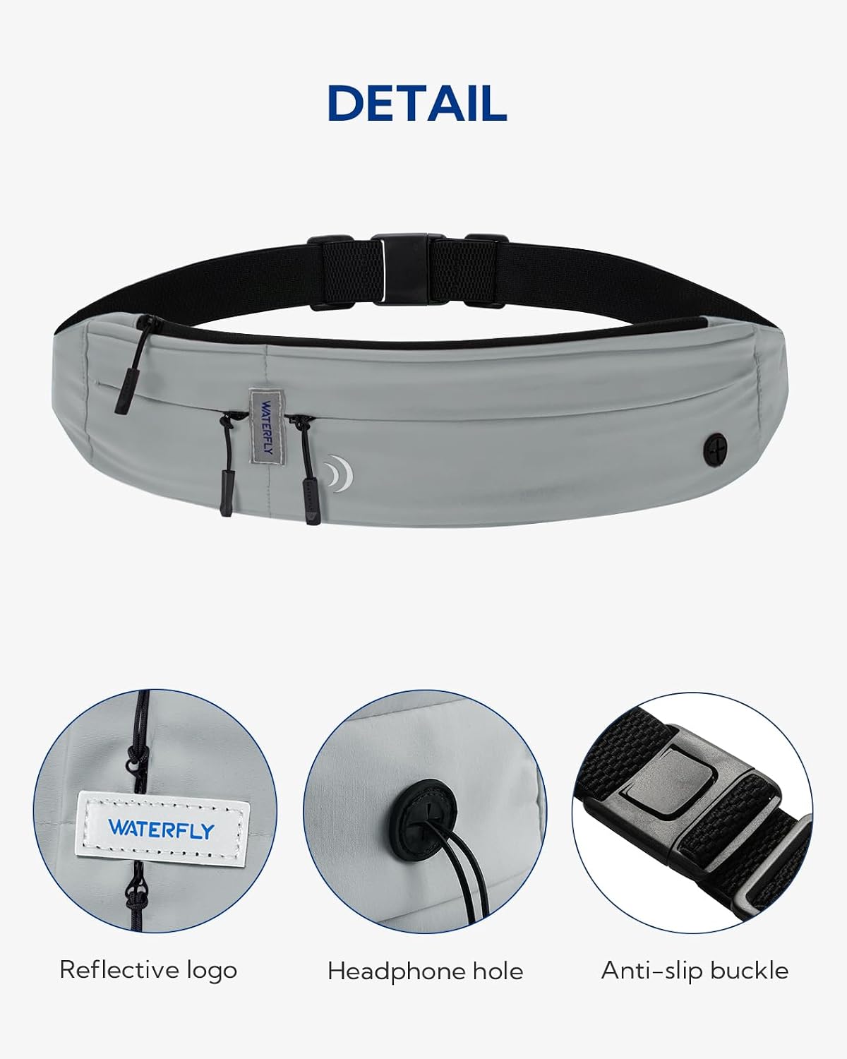 WATERFLY Running Belt Fanny Pack:Phone Holder Belt for Men Women