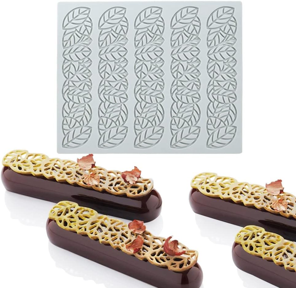 Hollow Leaf Silicone Molds Lover Heart Chocolate Molds Geometry 3D Silicone Mould Chocolate Candy Leaf Mold Sugar Craft Cake Decoration Cupcake Top (E_Leaf_6.4 * 5.16 * 0.12inch)