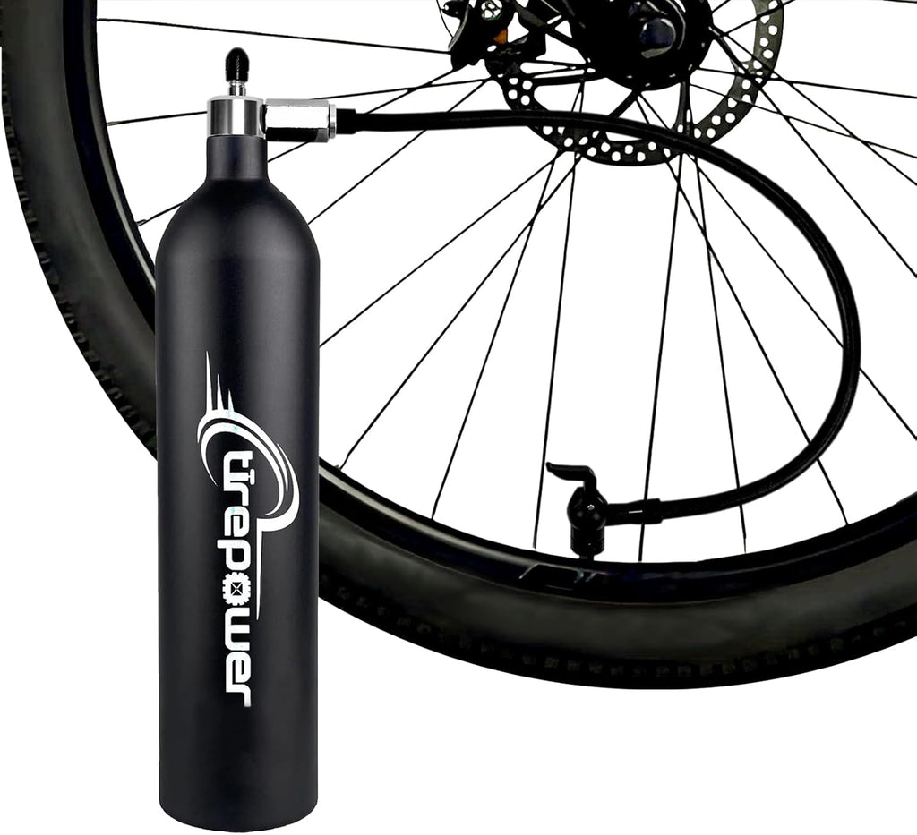 High-Pressure Tubeless Bike Tire Inflator Air Tank - 200 PSI Aluminum Alloy Bicycle Tyre Booster for MTB & Road Bike -Clik,Presta,Schrader valves Compatible