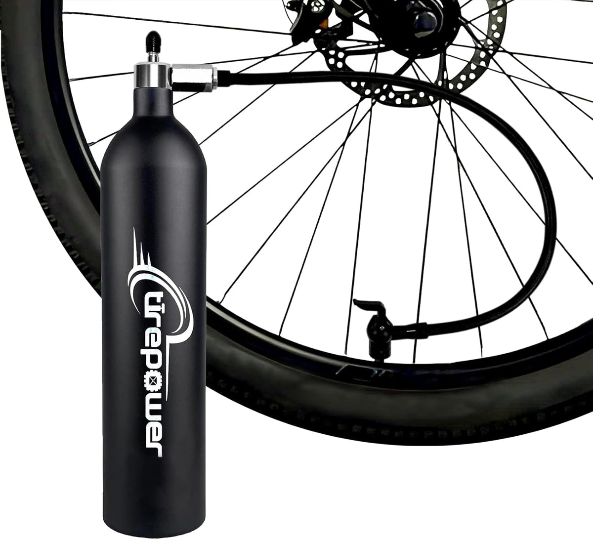 High-Pressure Tubeless Bike Tire Inflator Air Tank - 200 PSI Aluminum Alloy Bicycle Tyre Booster for MTB & Road Bike -Clik,Presta,Schrader valves Compatible