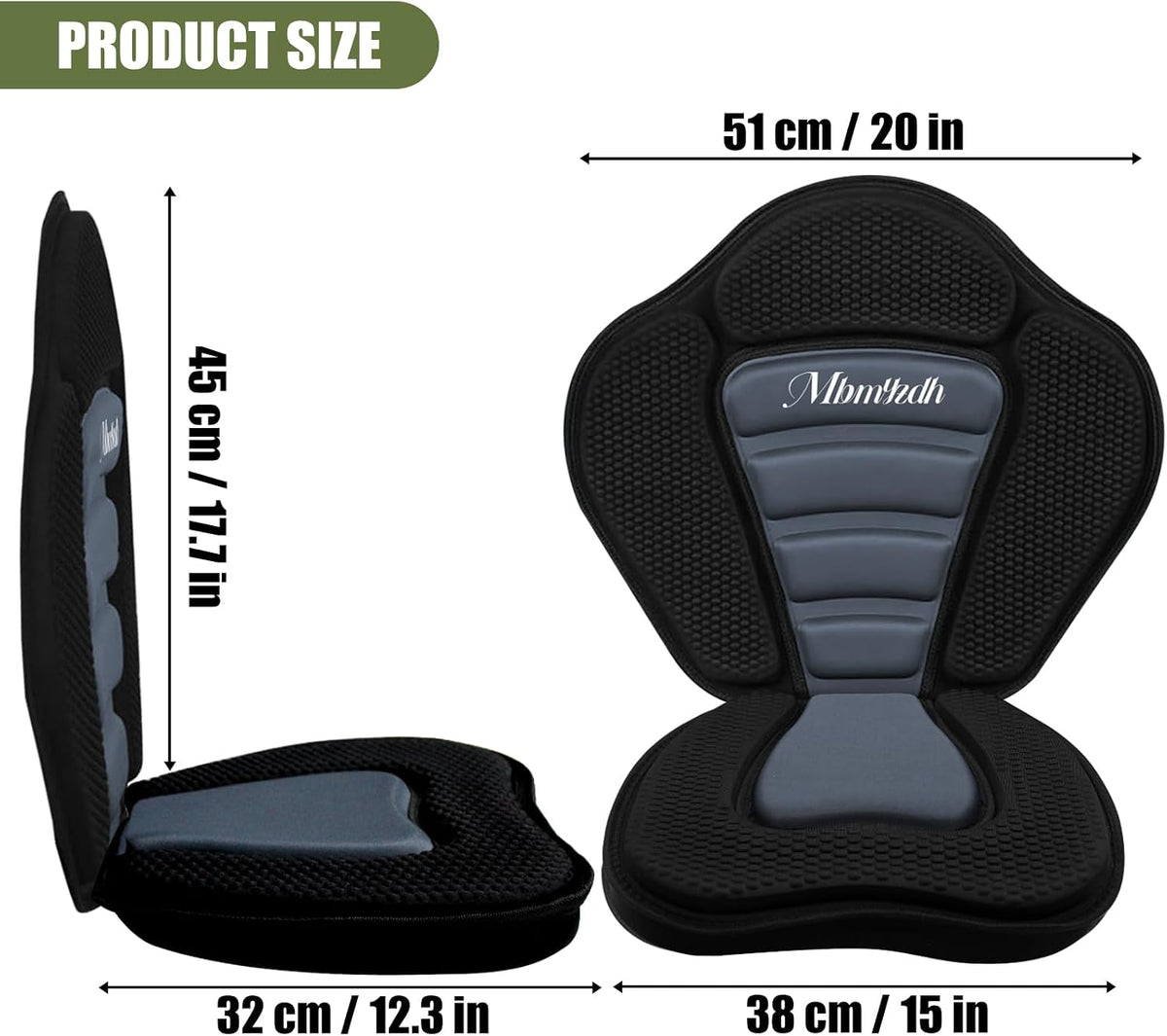 Deluxe Padded Kayak Seats 1 Pack - Premium Shockproof Seats with Back Support for Kayaking, Canoeing, Fishing, Paddle Boarding - Comfort, Versatility and Extra Storage