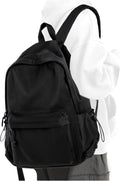 Black School Backpack for Girls Women Waterproof High School Book Bag Cute Backpack for Men Teens Boys, Lightweight Simple Middle School Back Pack Daypack