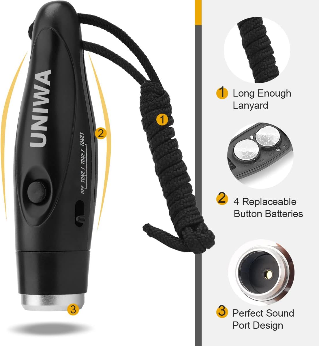 UNIWA Electronic Whistle, 4 Pack Handheld Whistle for Outdoor Sports