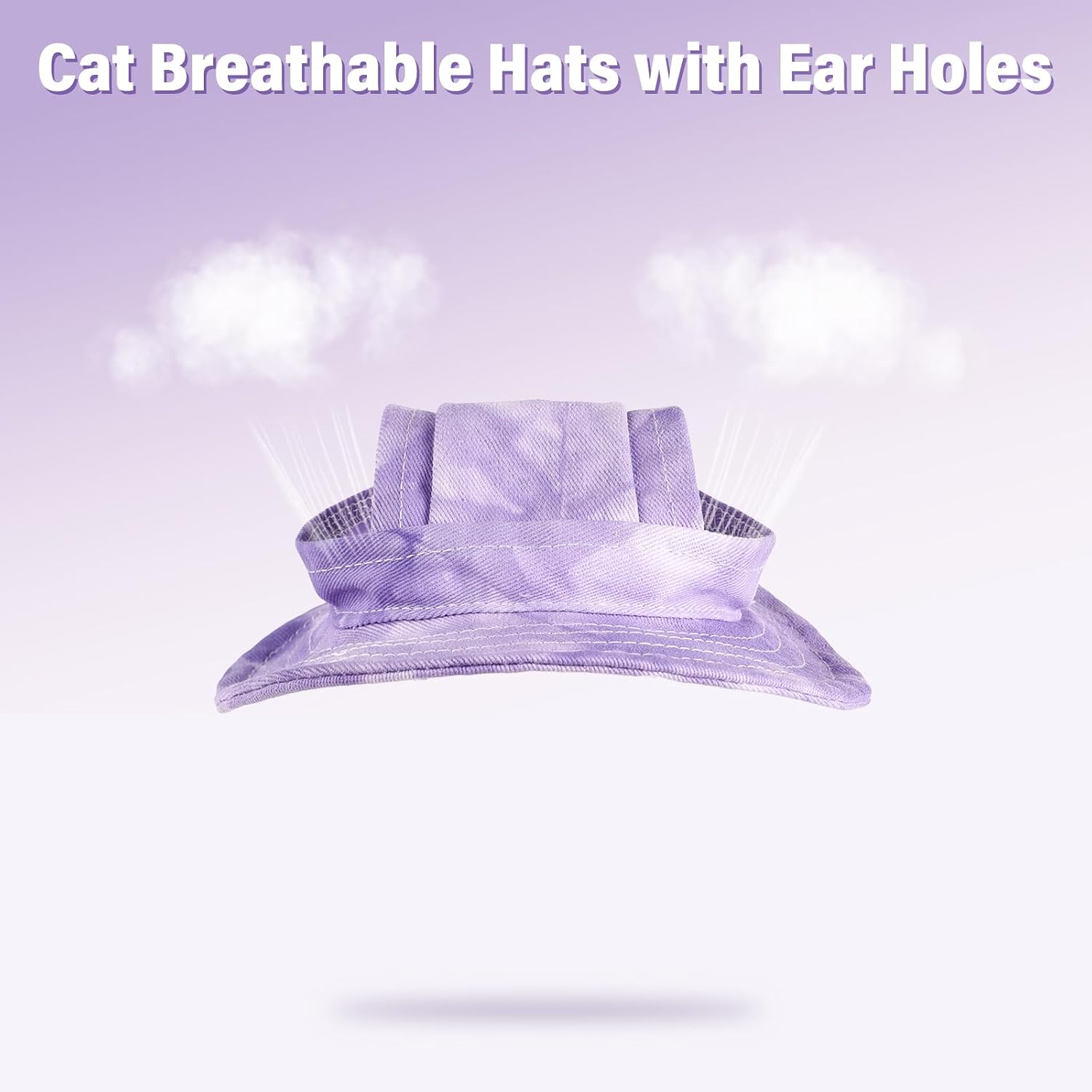 DENTRUN Cat Bucket Hat with Ear Hole, Cotton Birthday Bonnet for Small Pets