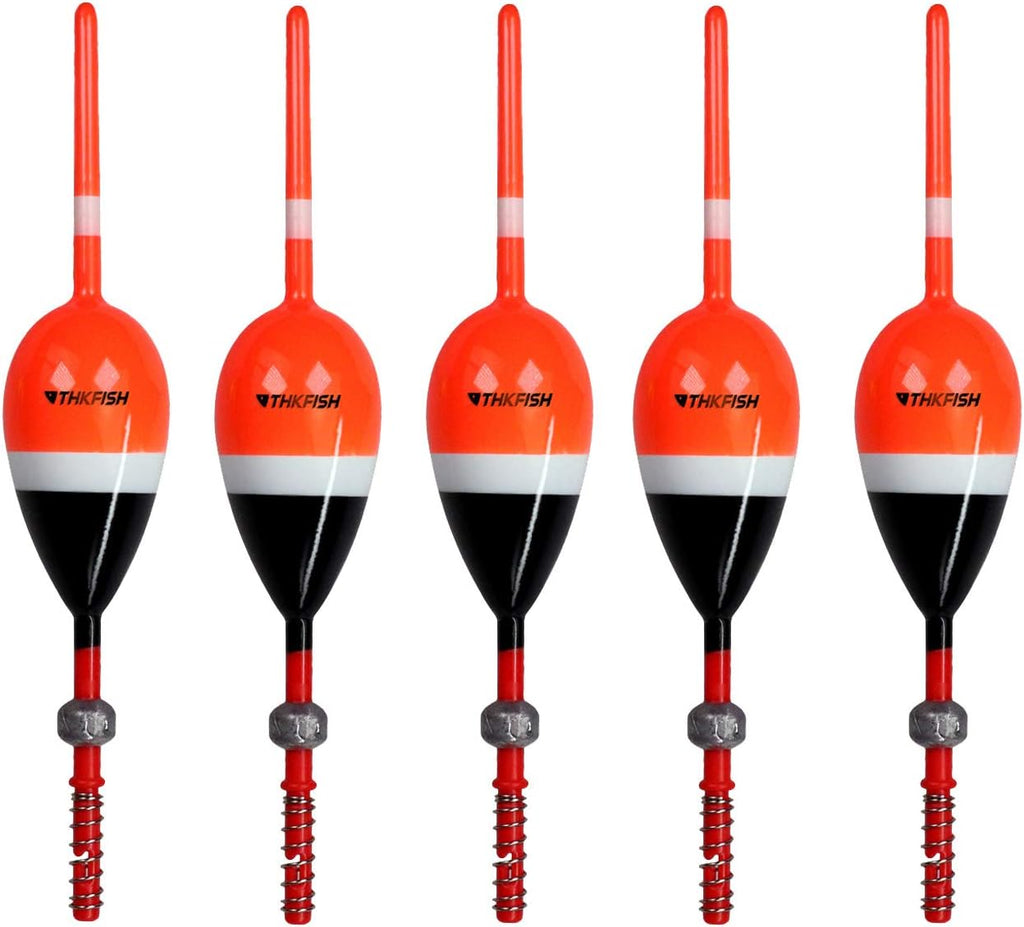 THKFISH Balsa Wood Spring Bobbers with Oval Slip Bobbers, Fishing Floats