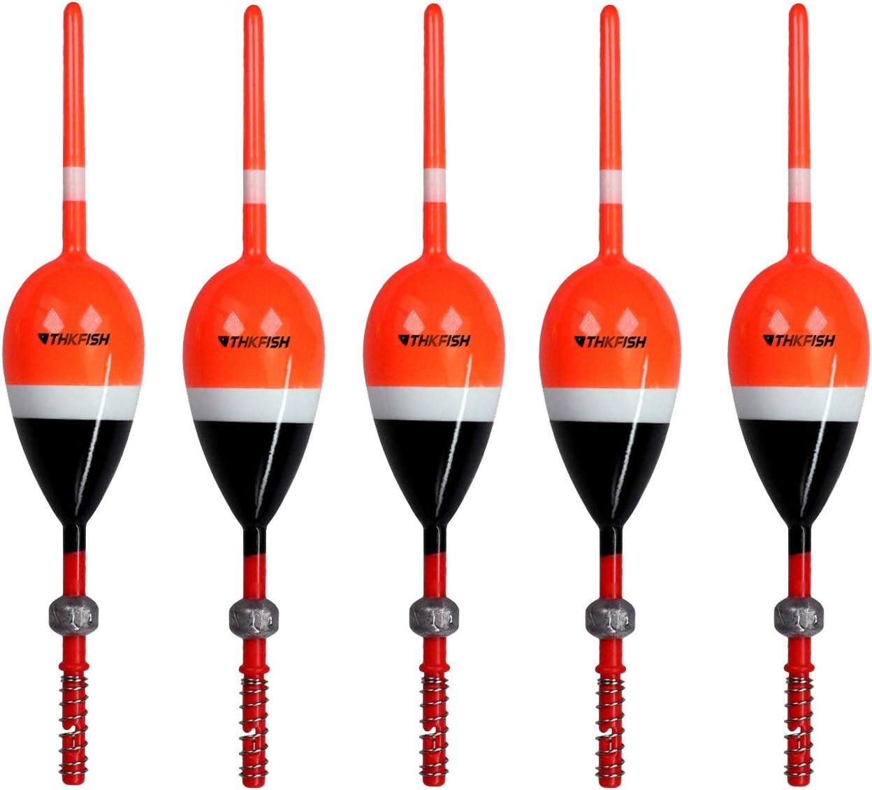 THKFISH Balsa Wood Spring Bobbers with Oval Slip Bobbers, Fishing Floats