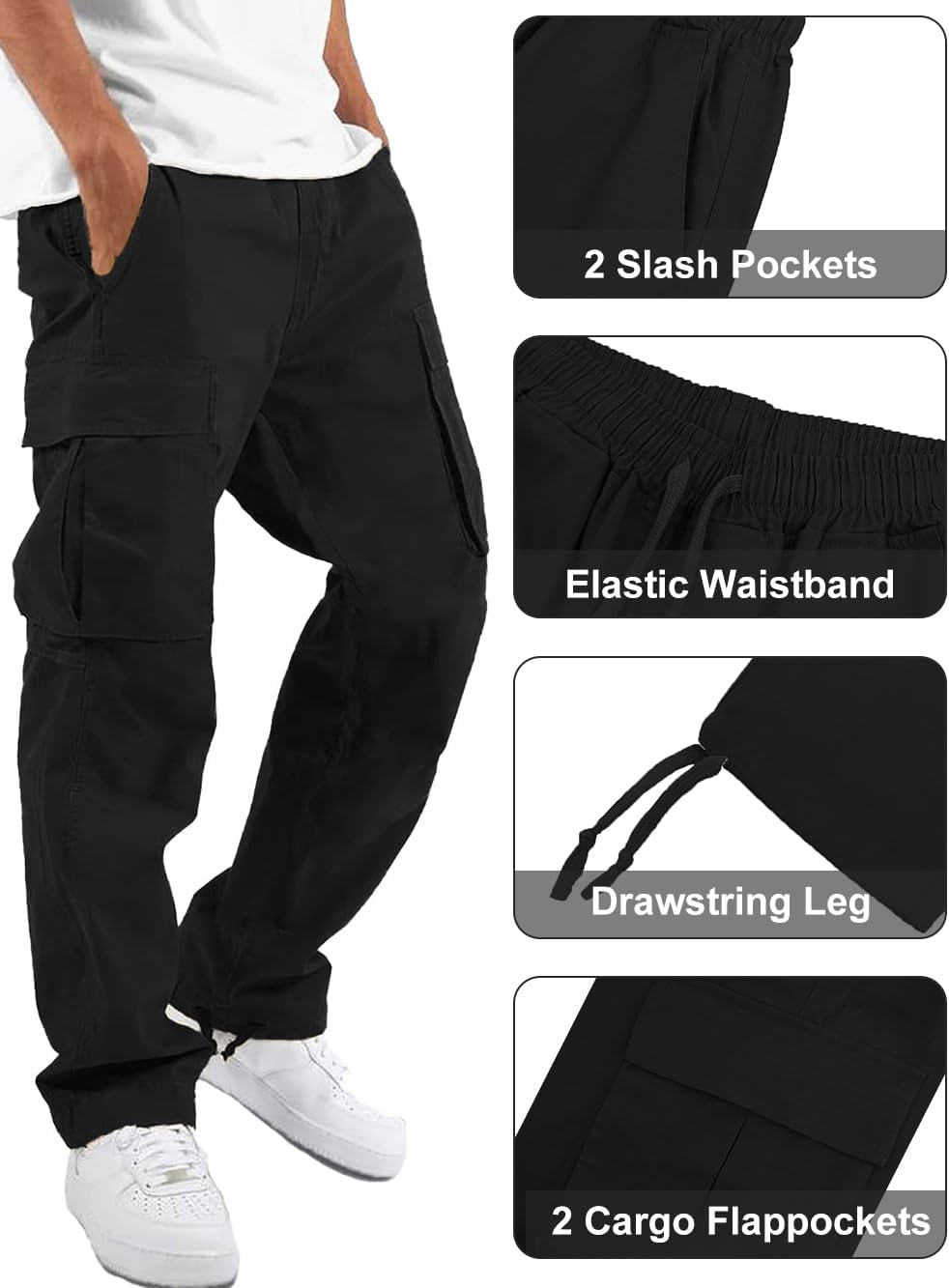 whox Mens Cargo Pants Casual Outdoor Hiking Pants for Men Athletic Joggers Sweatpants