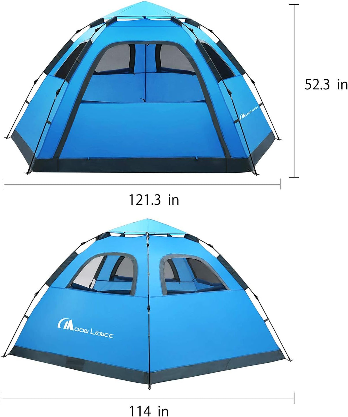 MOON LENCE Pop Up Camping Tent, 3-4 Person Automatic Instant Tent Portable Windproof for Backyard, Car Camping, Family Trips