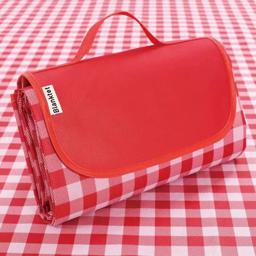 K Y KANGYUN Outdoor Picnic Blankets, Extra Large Beach Blanket, Foldable Lightweight Waterproof Sand Mat, Picnic Blanket 80" x 60" for Beach Camping Hiking Park Patio (Red, 80x60 inch)