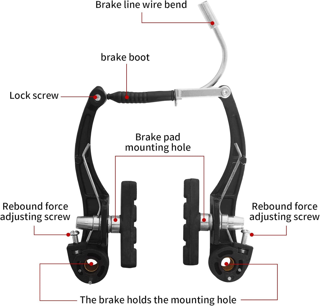 Gashwer V-Type Bike Brakes Set, Complete Universal Bike Front and Rear MTB Bicycle Brake, Inner and Outer Callipers Cables Lever Kit with Multi-Tool Wrenches Black