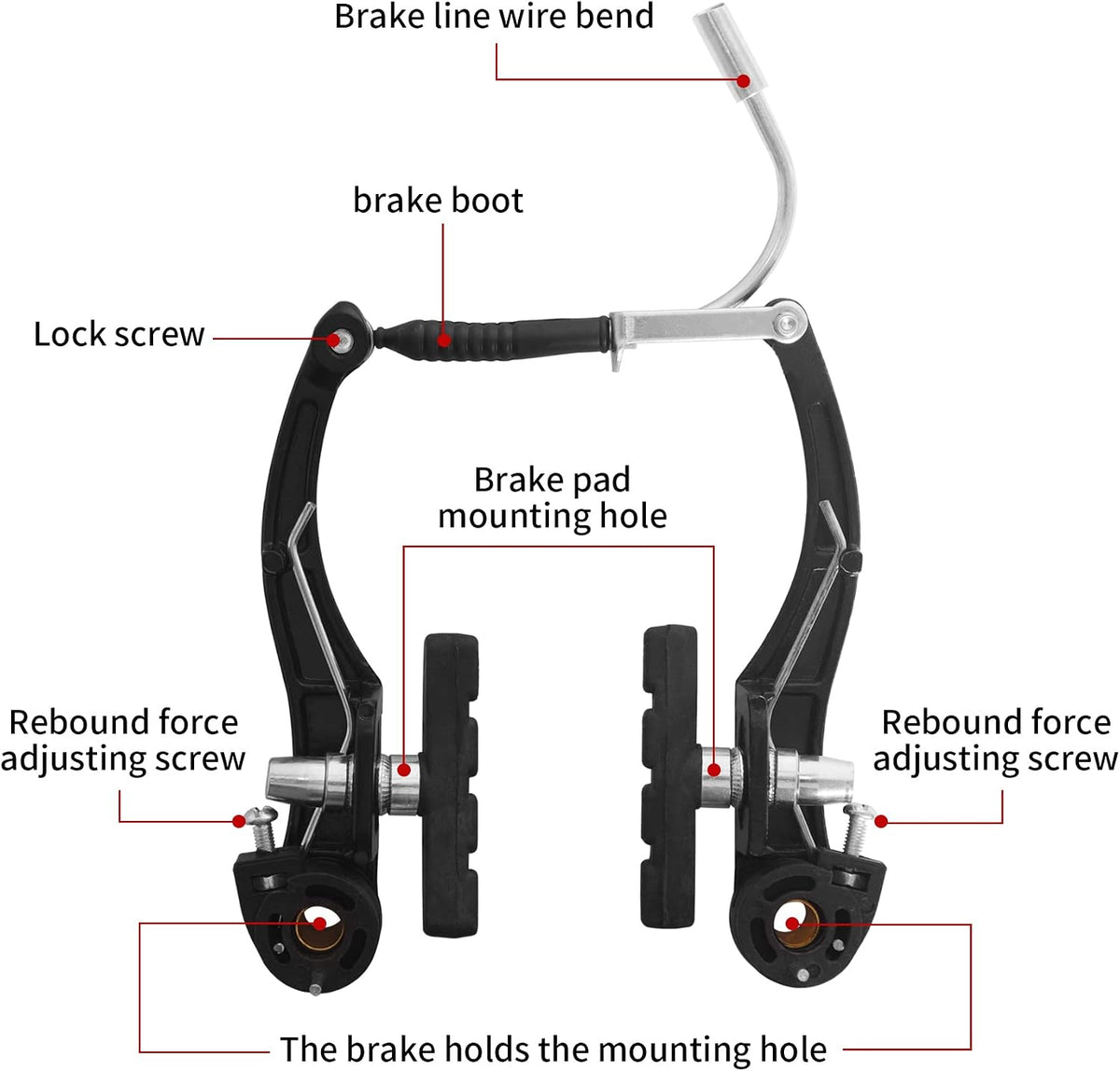 Gashwer V-Type Bike Brakes Set, Complete Universal Bike Front and Rear MTB Bicycle Brake, Inner and Outer Callipers Cables Lever Kit with Multi-Tool Wrenches Black