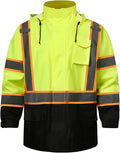 SKSAFETY Hi Vis Safety Rain Jacket for Men, Construction Work Rain Gear Heavy Duty Class 3 Rain Coat Waterproof Lightweight