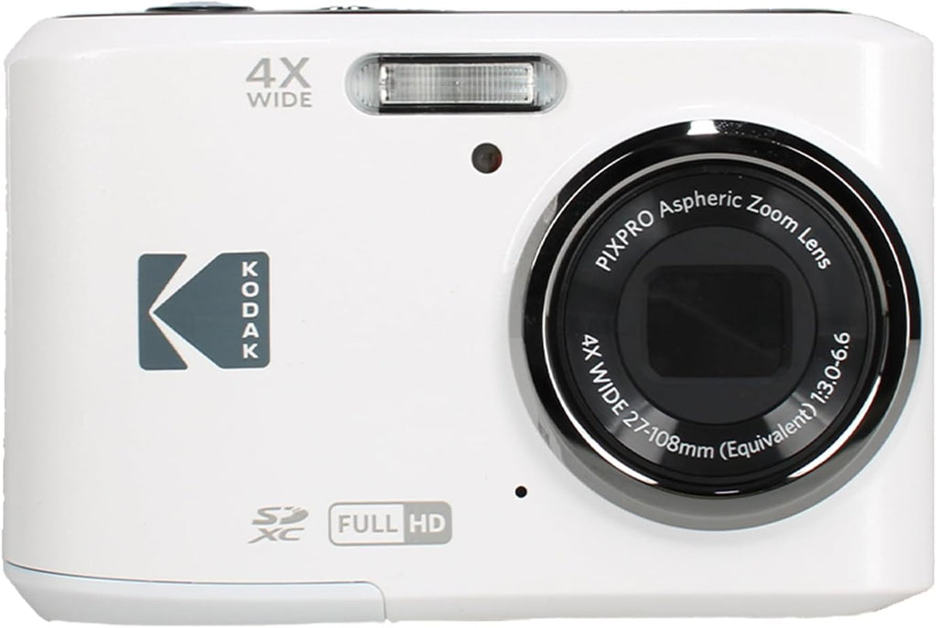 Kodak PIXPRO FZ45 4X Zoom Camera (White) (FZ45WH) + Cleaning Cloth Bundle