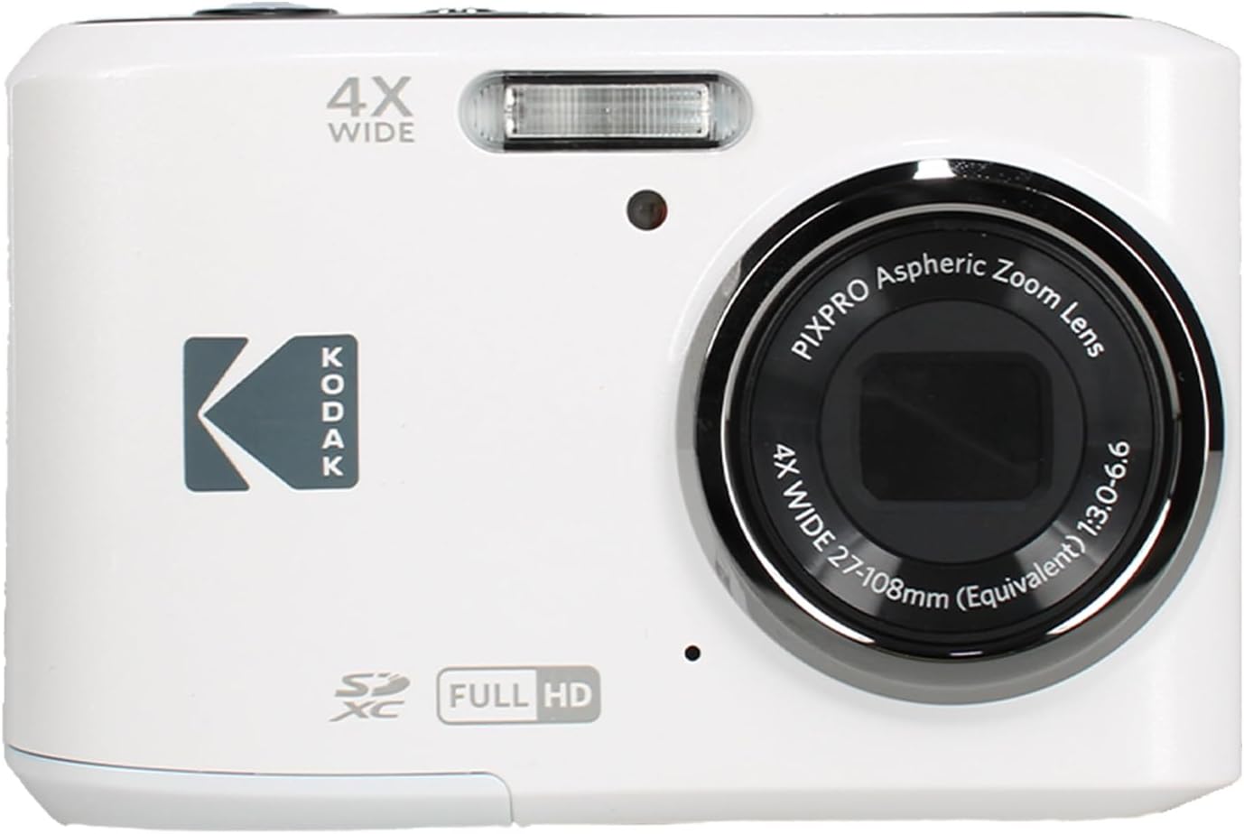 Kodak PIXPRO FZ45 4X Zoom Camera (White) (FZ45WH) + Cleaning Cloth Bundle